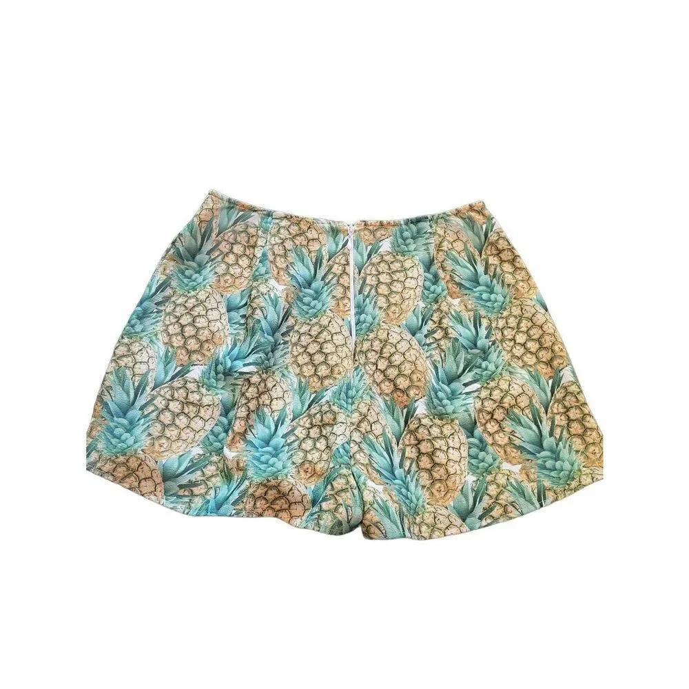 Show Me Your Mumu Shorts Women's Small Pineapple Print High Rise Zip Back